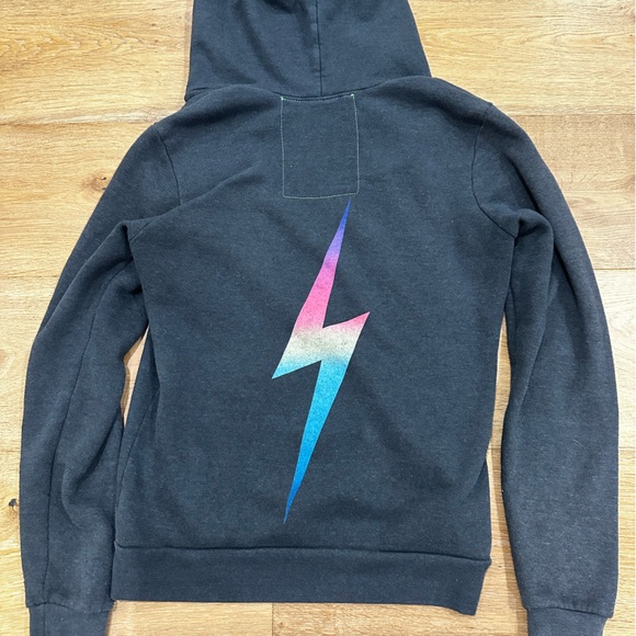 Aviator Nation Rainbow Bolt Zip Hoodie Small - Picture 4 of 9